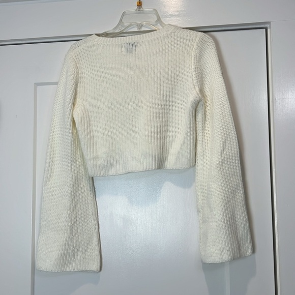 Princess Polly Cream Knit Crop Top sweater with bell sleeves size XS/S. - Picture 6 of 9